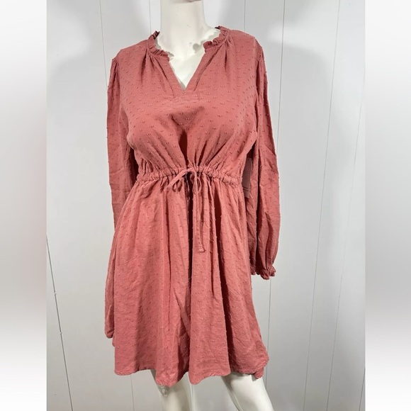 NWT Time and Tru Women's Long Sleeve Peasant Dress, Pink Camellia, Large 8-10 - Picture 4 of 14